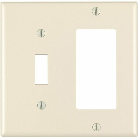 LEVITON Decora 2-Gang Thermoset Single Toggle/Rocker Wall Plate, Light Almond 007-80405-T